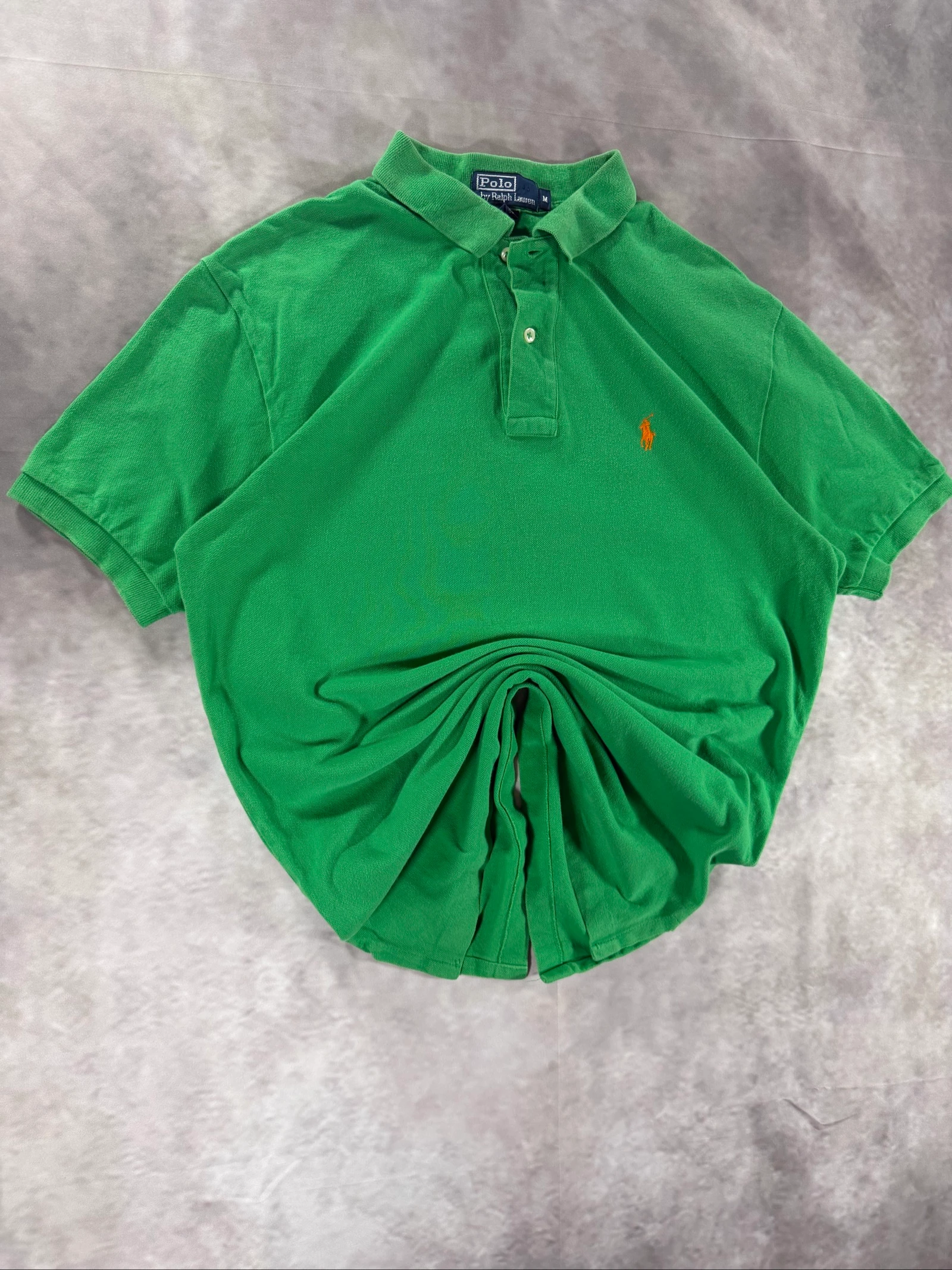 Polo Ralph Lauren Green Polo Shirt Orange Pony SVintage Cotton Classic Preppy – photo 2